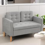Soffa 3-Sits Soffa Ljusgrå av Tyg och Trä för Vardagsrum och Sovrum Stoppad Soffa med Förvaring och Armstöd 166,5 x 62 x 82 cm