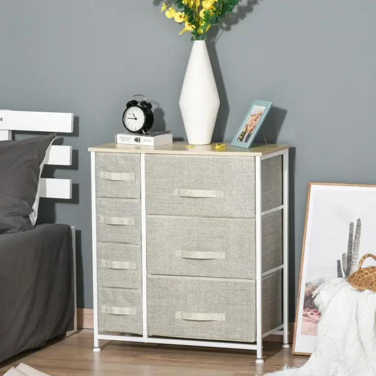 Lådskåp Byrå Grå av Fiberduk och Metall 7 63,5 x 30 x 71 cm