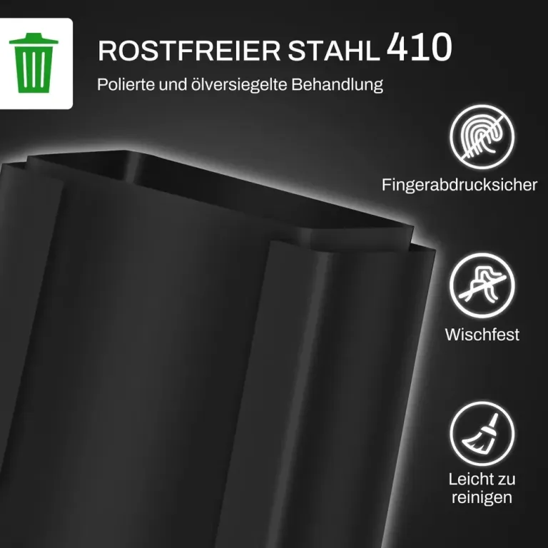 Soptunna med 2 Fack, 2x25 l, Rostfritt Stål, Svart