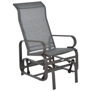 Gungstol Trädgårdsstol Svart Metall och Textil för Terrass och Balkong Relaxstol Väderbeständig 60 X 75 X 104 Cm