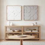 Väggdekoration 3D Modern Vit Konstmaterial för Vardagsrum Geometrisk Design 2-pack Elegant Konst 80x3,5x80 cm