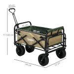 Handkärra Lastvagn Khaki av Oxford Material och Stål för Strand och Trädgård Hopfällbar Vagn med Handtag 100 kg