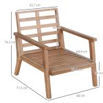 Trädgårdsstolar i Trä 2-Pack, Bekväma Utestolar med Dynor, Klassisk Design för Balkong och Trädgård, Natur, 66 x 77,5 x 74,5 cm