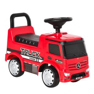 Gåbil Lastbil Mercedes Antos, Licensierad Leksaksbil med Förvaring under Sitsen, Rolig Leksak för Små Barn, Röd, 62,5 x 28,5 x 45 cm