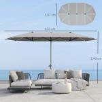 Dubbelparasoll med Solskydd i Aluminium och Polyester, UPF 50+ UV-beständig, Mörkgrå