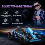 Elektrisk Barnkart med Driftfunktion, Horn, Musik, Säkerhetsbälte och Mjukstart, Blå/Svart