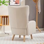 Stoppad Accentstol med Plyschöverdrag, Skumkudde och Wingback-design, Beige