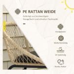 Trädgårdsmöbelset Balkongmöbler Gul av Rotting och Polyester för Uteplats och Balkong 3 Delar med Soffbord och 2 Stolar Sittset