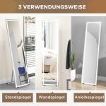 Helfigursspegel Väggspegel Vit av Glas och Metall för Sovrum med LED Belysning 3 Ljusfärger Touchknapp 40 x 150 cm