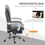 Kontorsstol med Massage- och Värmefunktion, Fällbart Ryggstöd, Höj- och Sänkbar, upp till 120 kg, Grå