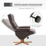 Relaxfåtölj med Fotpall och Förvaring Snurrbar TV-Stol med Liggfunktion Konstläder och Träram Brun 80 X 86 X 99 Cm