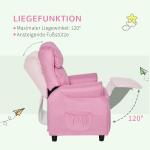 Barnfåtölj med Fotpall i Rosa, Bekväm Minisoffa för Barn 3-5 År, Ergonomisk Sittplats med Justerbart Ryggstöd, Rosa, 58 x 53 x 70 cm