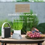 Trädgårdsmöbelset i Polyrattan Loungeset med 2-sits Soffa, Fåtölj och Glasbord för 4, Mörkgrå+Gul