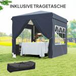 Lusthus Partytält Pop-Up Paviljong Vit av Polyester och Metall för Trädgård och Camping Vintertätt Tält med 4 Sidopaneler 2,5 x 2,5 m