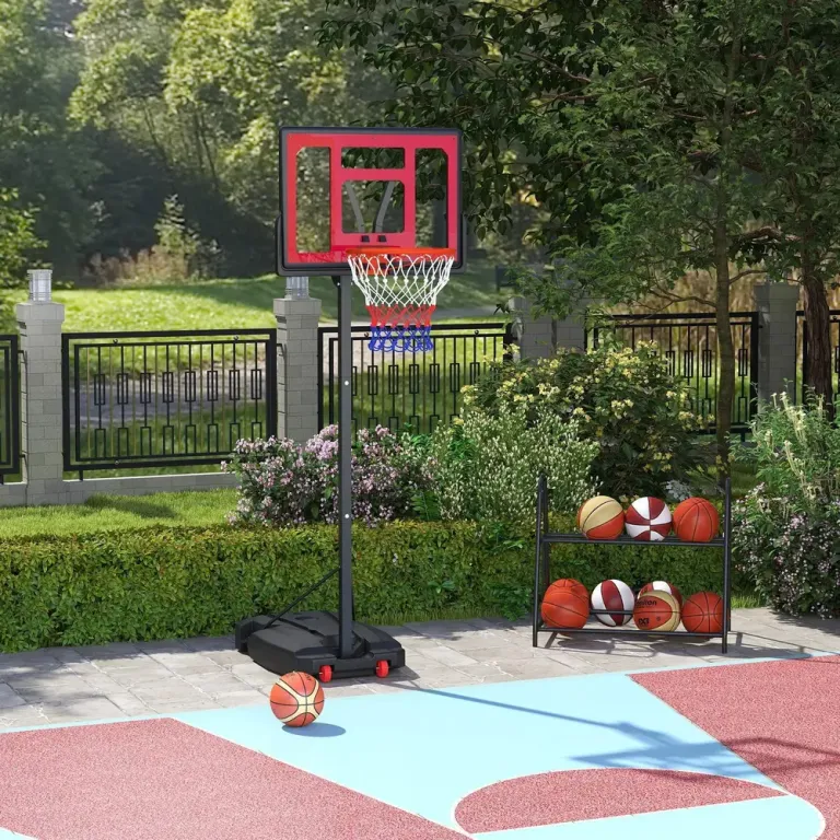 Basketkorg Basketstativ Utomhus Röd av Stål 200-260 cm
