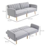 Bäddsoffa 2-Sits Soffa med Sovfunktion Grå av Tyg och Trä för Vardagsrum och Gästrum Vadderad Soffa 173 x 75 x 73 cm
