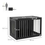Hundbur Hundhus Svart av Metall för Medelstora Hundar Transportbur med Dörrar Hundlåda för Hemma Robust Design 80 x 50 x 56,5 cm