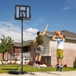 Flyttbar Basketkorg för Barn, Höjdjusterbart Basketställ på Hjul, Robust Konstruktion för Inomhus och Utomhus, Svart/Röd