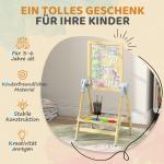 Staffli Barn Dubbelsidig Naturfärgad Trä för Målning Whiteboard och Griffeltavla Höj- och Sänkbar med Pappersrulle Praktisk Hylla