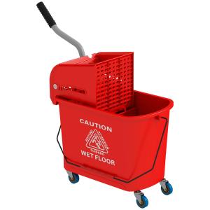 Städvagn med Mopphink och Urvridare på Hjul för Effektiv Rengöring och Golvvård Hållbar och Ergonomisk Röd Plast 20 L