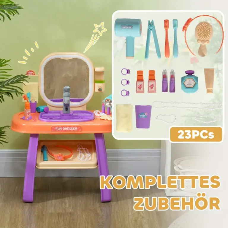 Sminkbord Barnbord Lila av Plast för Barn 3-6 År