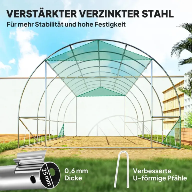 Växthus Filmtunnel 8 Fönster Grön av PE 4 x 3 x 2 m