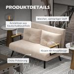Bäddsoffa Vilstol Beige av Tyg och Trä för Vardagsrum Hopfällbar Soffa med Sängfunktion och Ryggkudde 102 x 73 x 81 cm