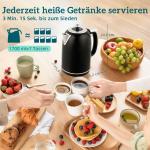 Frukostset Retro Svart Rostfritt Stål och Plast för Kök Vattenkokare och Brödrost med LED-display 1,7 Liter 2200W