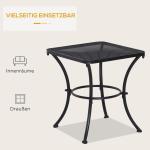 Sidobord Trädgårdsbord Svart Metall Balkongbord Soffbord för Terrass och Trädgård 45 X 45 X 50 Cm
