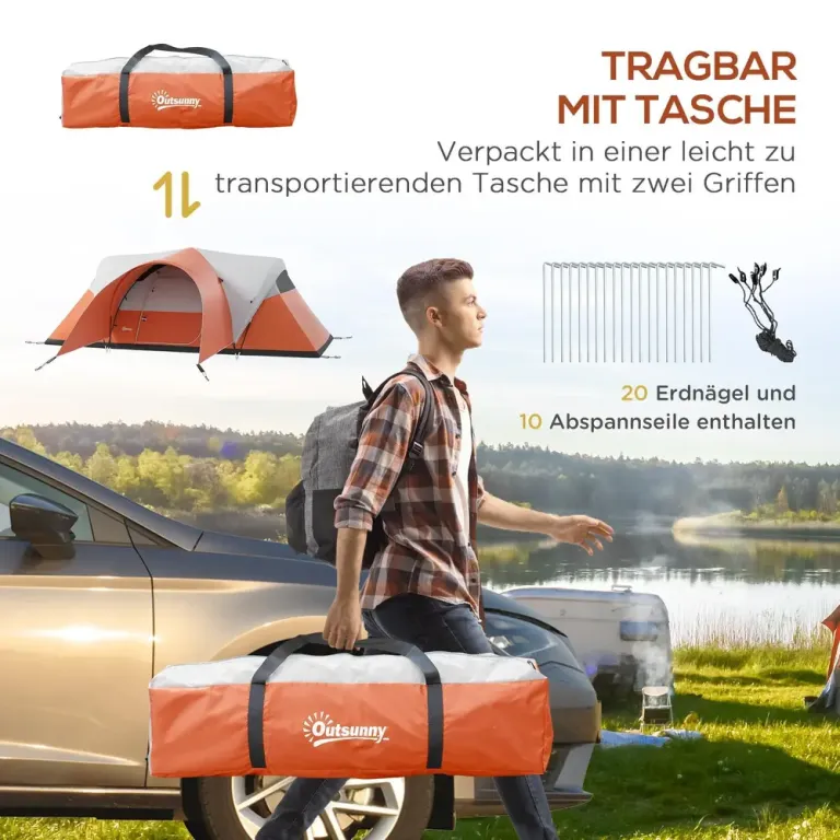 Familjetält för 5–6 Personer med Förtält, Orange