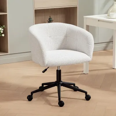 Ergonomisk Kontorsstol i Mjuk Plysch Gräddvit