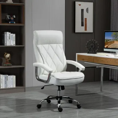 Ergonomisk Kontorsstol i Vitt Konstläder Stilren
