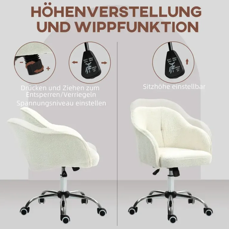 Ergonomisk Kontorsstol med Gungfunktion Gräddvit