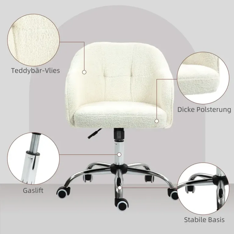 Ergonomisk Kontorsstol med Gungfunktion Gräddvit