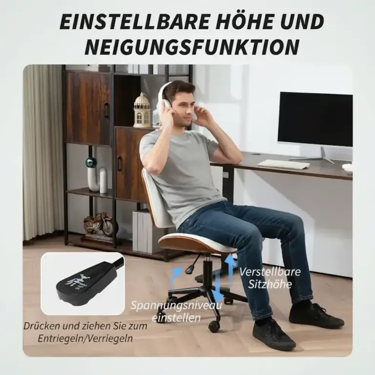 Ergonomisk Kontorsstol med Hjul Höjdjusterbar Vit