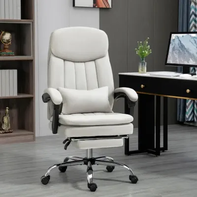 Ergonomisk Kontorsstol med Massage & Värme Gräddvit