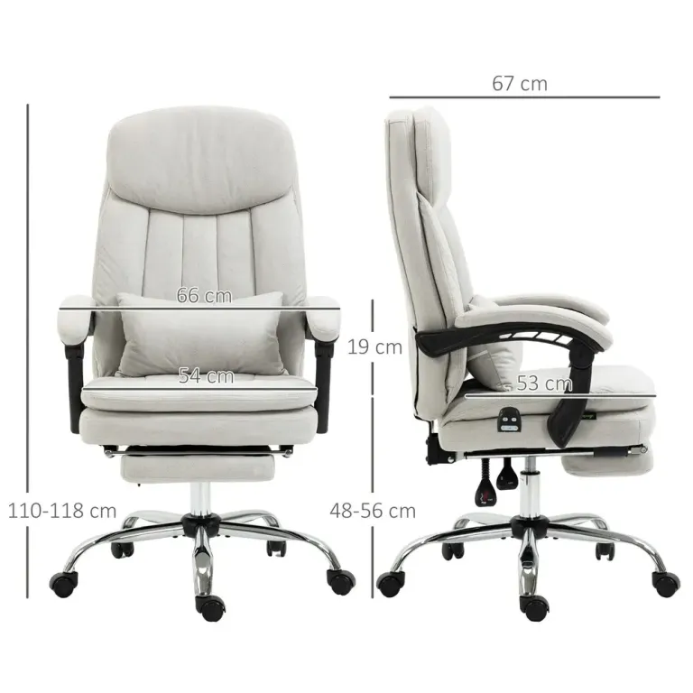 Ergonomisk Kontorsstol med Massage & Värme Gräddvit