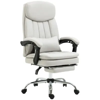 Ergonomisk Kontorsstol med Massage & Värme Gräddvit