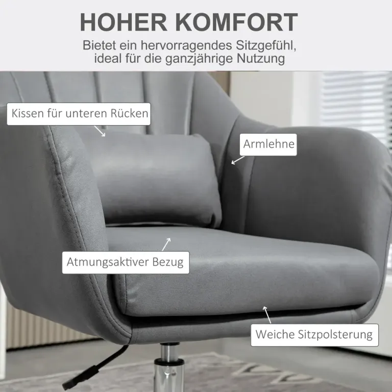 Ergonomisk Snurrstol Kontorsstol i Sammet Koksgrå