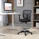 Kontorsstol Datorstol Svart av Mesh och Metall för Kontor och Hemmakontor Ergonomisk med Armstöd och Fotstöd Justerbar Höjd 95-115 cm