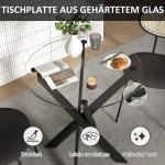 Matbord Köksbord Runt Bord Svart Transparent av Härdat Glas och Stål för Matsal och Kök Modernt Bord för 2 Personer Ø 70 x 75 cm