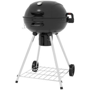 Vattenkokargrill med Ø54 cm Grillgaller, Värmeställning, Förvaring, Askfack och Termometer, Svart, 55 x 65 x 89 cm