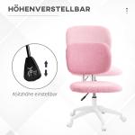 Kontorsstol Skrivbordsstol Rosa av Sammet och Metall för Hemmakontor och Spel Ergonomisk Snurrstol Justerbar i Höjdled Utan Armstöd