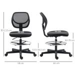 Ergonomisk Kontorsstol med Fotstöd, Höj- och Sänkbar Skrivbordsstol, Bekväm Snurrstol för Arbetsplatsen, Svart
