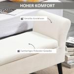 Bänk Sängbänk med Förvaringsutrymme och Armstöd Krämvit av Sammetslen Polyester för Hall och Sovrum Klädd Bänk 111,5 x 41 x 65 cm