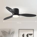 Takfläkt med Lampa och Fjärrkontroll, 3 Ljusfärger, 6 Hastigheter, Dimbar, Svart