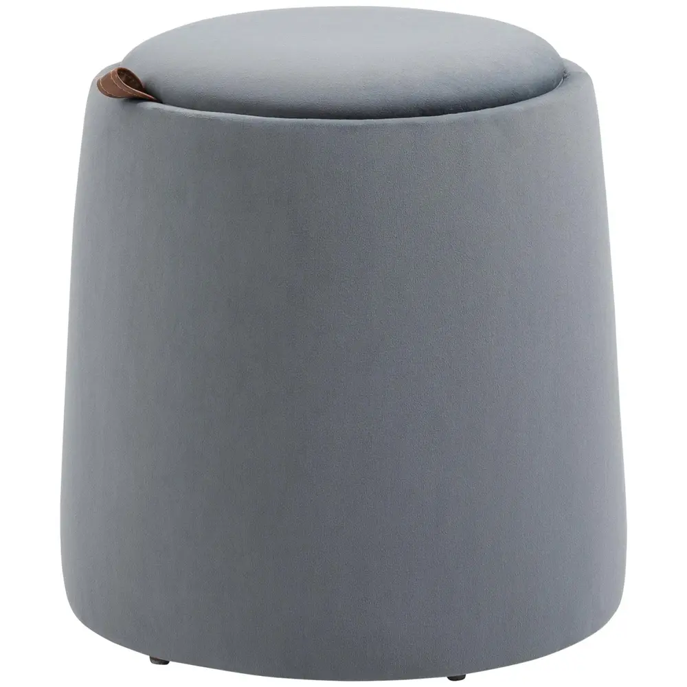 Rund Sittpuff med Förvaring Klädd Ottoman i 44 x 47,5 Cm