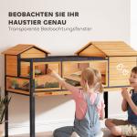 Sköldpaddshus 2 Våningar Gul Trä och Stål för Smådjur Terrarium med Ramp och Fönster Rymlig Design och Säker Konstruktion