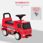 Gåbil Lastbil Mercedes Antos, Licensierad Leksaksbil med Förvaring under Sitsen, Rolig Leksak för Små Barn, Röd, 62,5 x 28,5 x 45 cm
