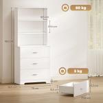 Vitrinskåp Högt Vit MDF och Glas för Vardagsrum och Kök Bokhylla med Lådor och Öppna Hyllor Elegant Förvaring och Display 180 cm